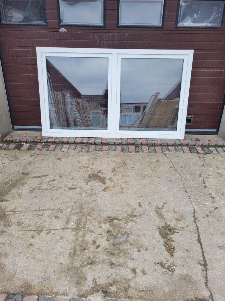 Okna dwuskrzydłowe duże 235x137 pcv białe używane DOWÓZ CAŁY KRAJ