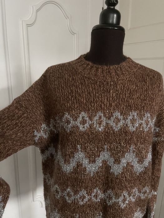 MAX MARA piękny sweter z srebrnym wzorem