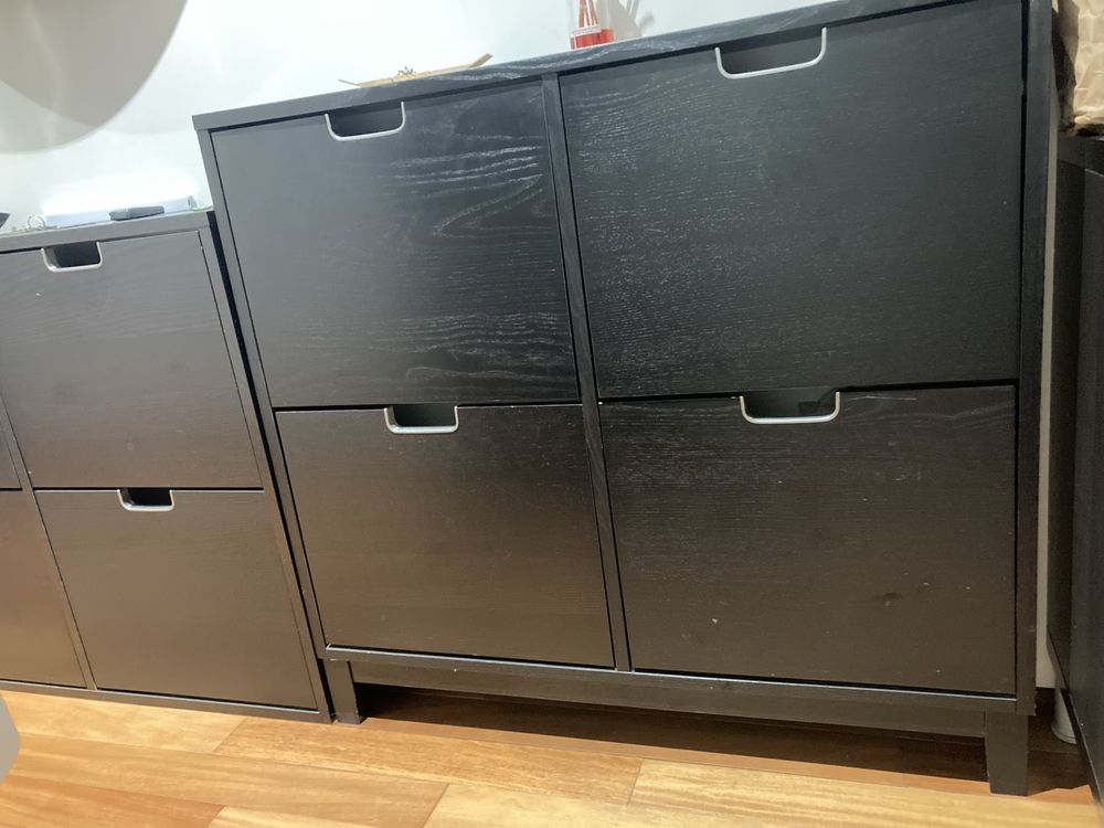 2 Sapateiras Stall Castanho-Preto Ikea 4 compartimentos cada