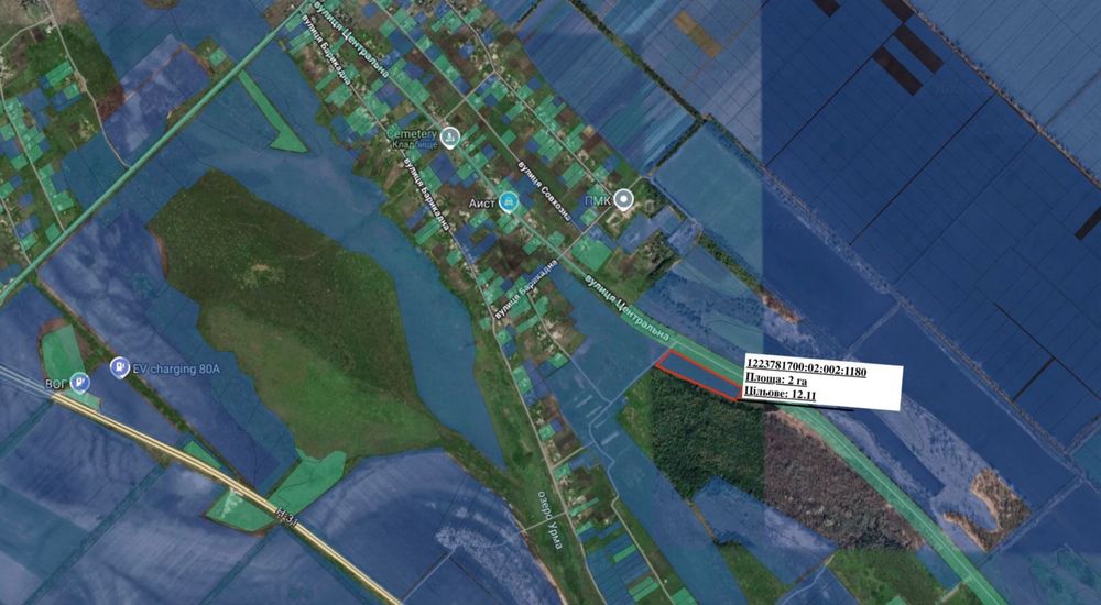 Продаж земельної ділянки біля траси 2га в с.Лобойківка