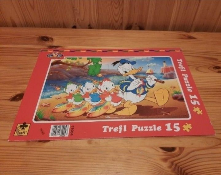 3 x Puzzle 15 elementów Królewna Śnieżka Kaczor Donald Plac zabaw