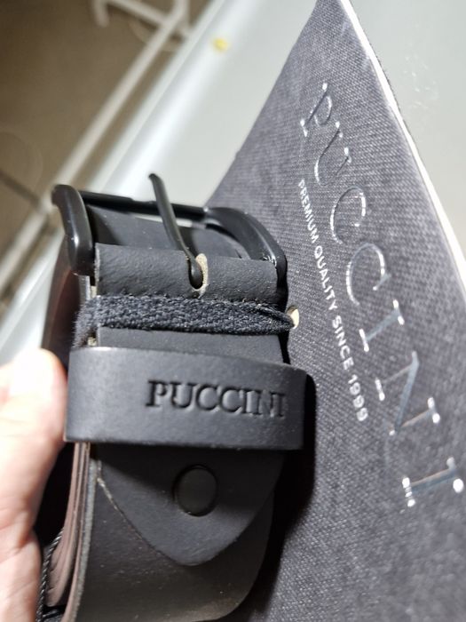 Puccini Męski Pasek Skórzany Czarna Klamra Mat Rozmiar Uniwersalny 125