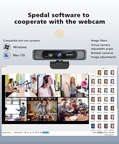 Spedal Kamera internetowa 4K z mikrofonem i statywem