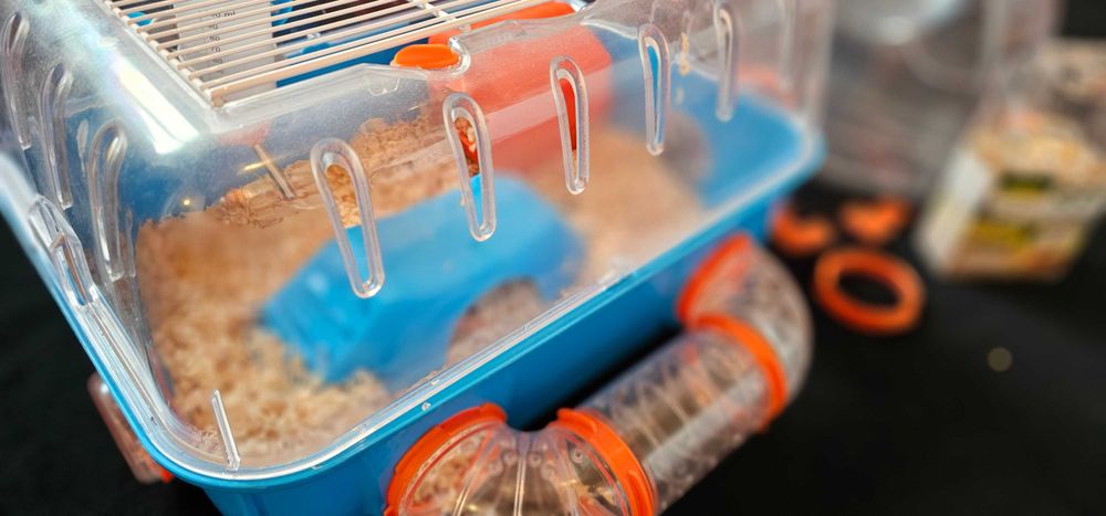 Klatka dla chomika z akcesoriami + porcja karmy | gotowy zestaw