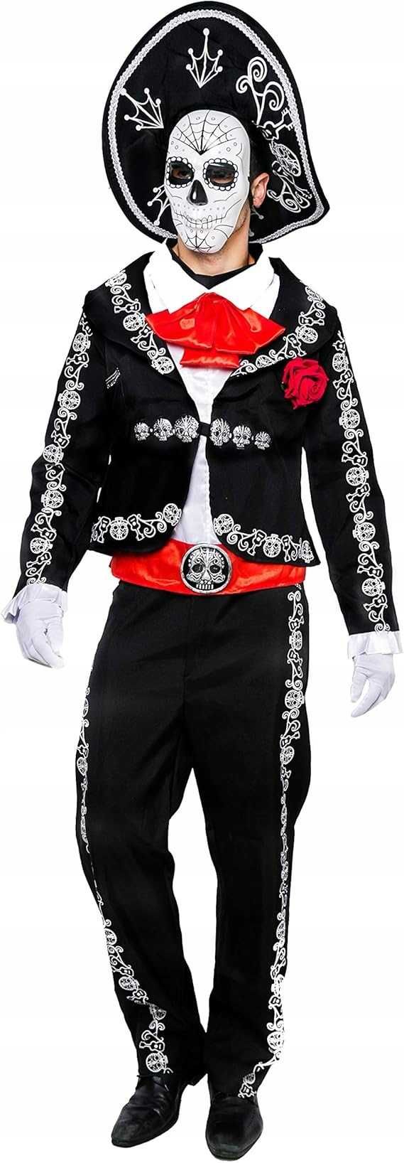 Strój MARIACHI szkielet kościotrup kości LOS MUERTOS HALLOWEEN L K521