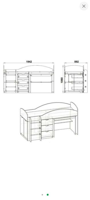 Кровать чердак со столом ліжко двоярусне