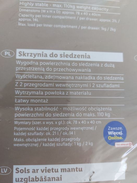 Nowa skrzynia do siedzenia Livarno