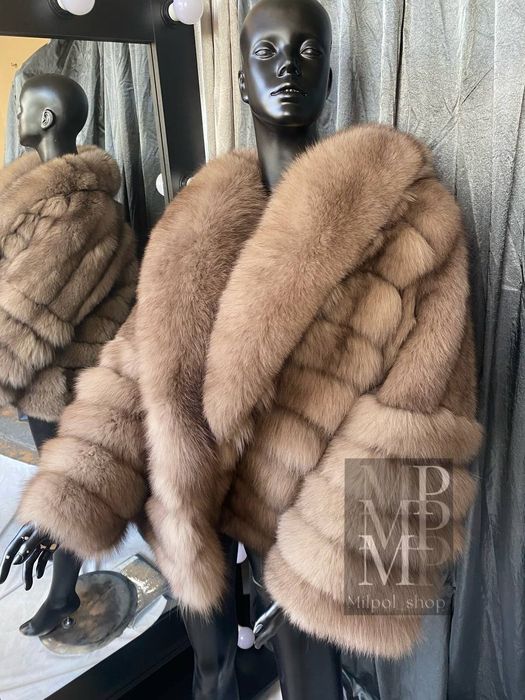 Шикарная песцовая шуба автоледи в окрасе светлый соболь, 42-56 размеры