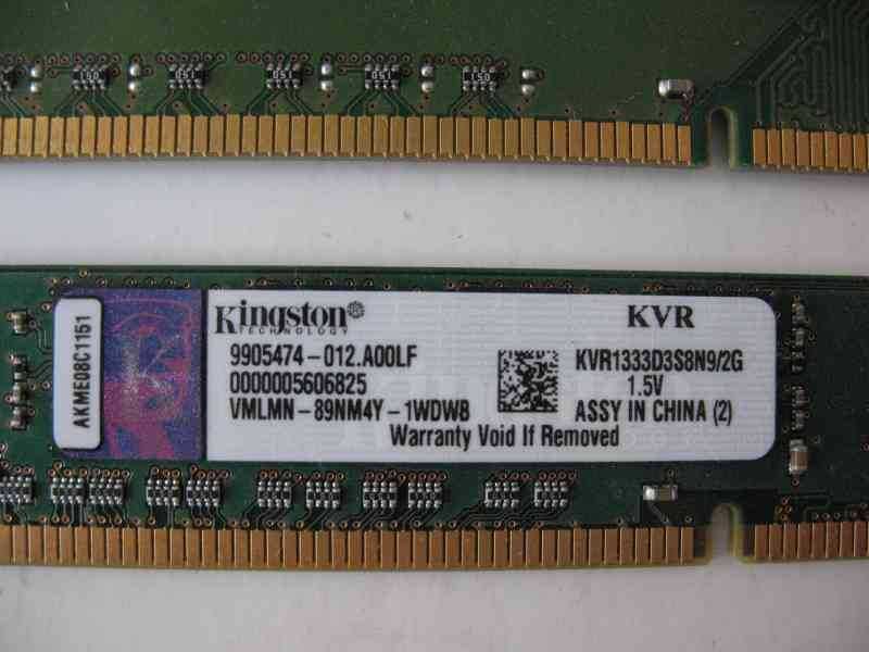 Dwa moduły DDR3 2 x 2 GB  1333 MHz PC-10600 PC-8500 Kingston Micron