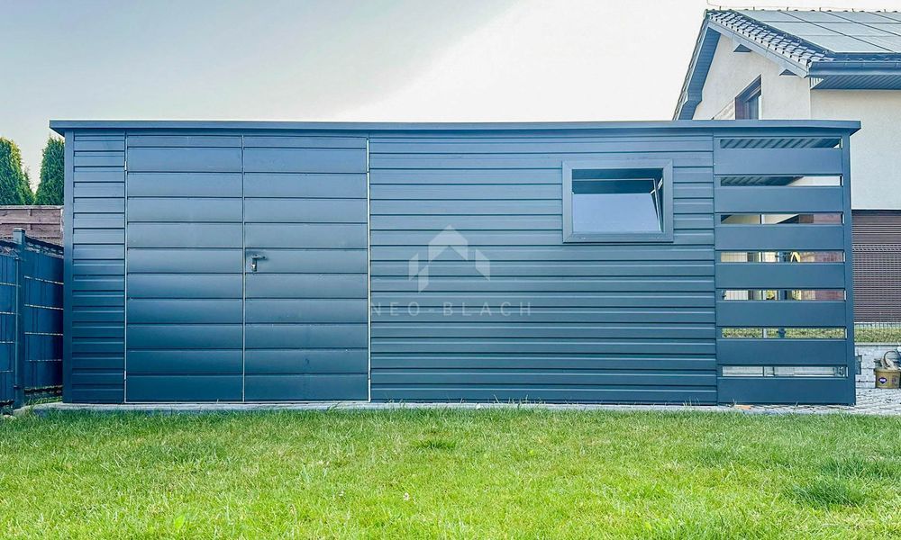 Schowek - Domek Ogrodowy 4,5X2M + Wiata 1M - Brama Dwuskrzydłowa Nb199