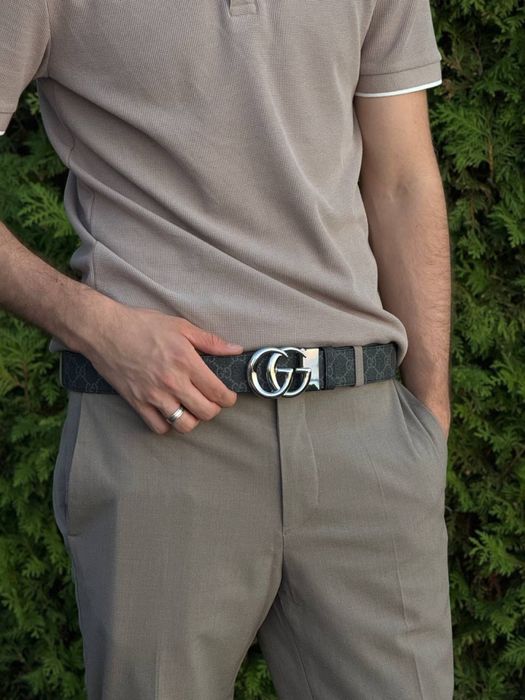 Ремінь Gucci чоловічий ремень кожаный Гуччи мужской черный пасок