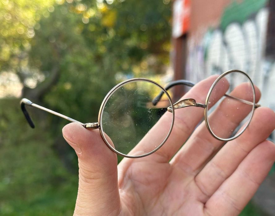 Przedwojenne okulary pozłacane szkła bez korekcji binokle