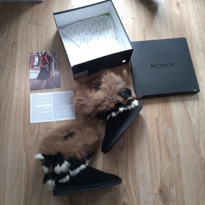 Kazar kozaki skóra naturalna, futro jenot unikat