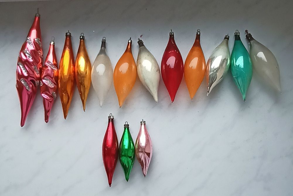 Bombki choinkowe PRL-zestaw 15 sztuk sopelków