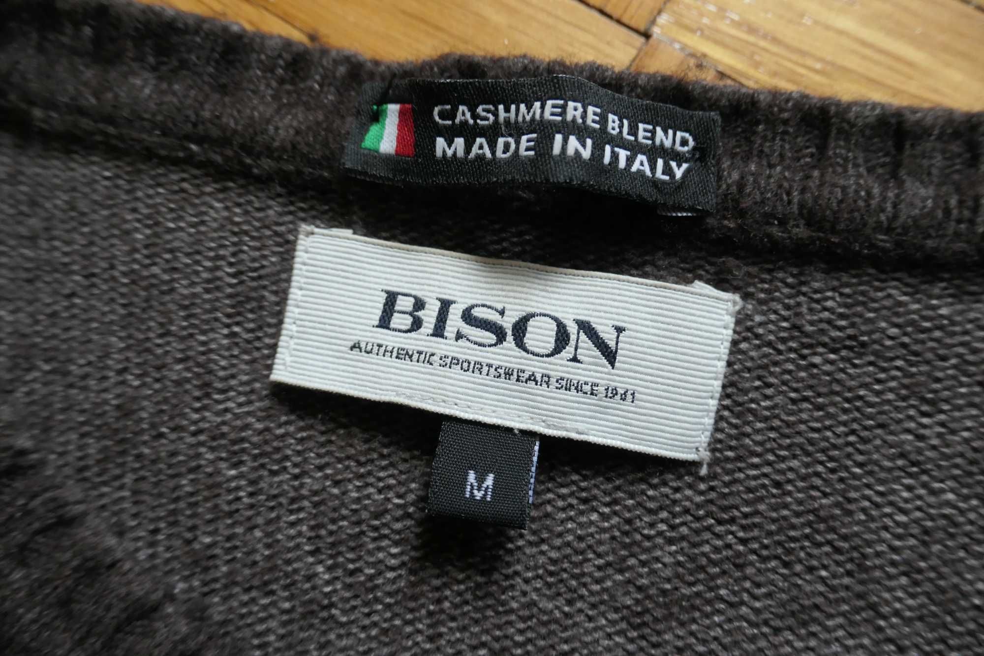 Sweter longsleeve męski BISON z dodatkiem kaszmiru made in Italy