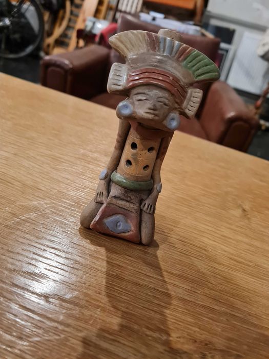 Aztecki flet 4 dołki kolekcjonerski wykonany z gliny vintage