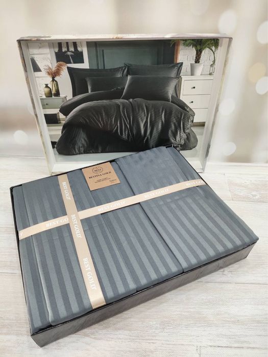 Комплект постельного белья Страйп Сатин BESTina Gold