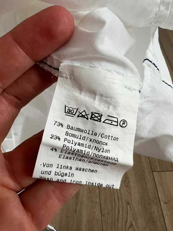 Otto Kern piękna biała koszula klasyczna z kolorowymi wstawkami