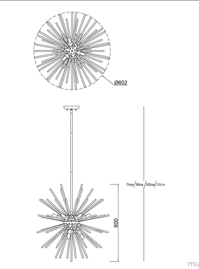 Lampa wisząca srebrne Zuma Line Urchin. Słońce, nowoczesna.