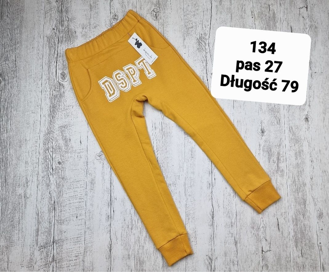 Spodnie dresowe chłopięce bawelniane despacito joggery 128, 134 zolty