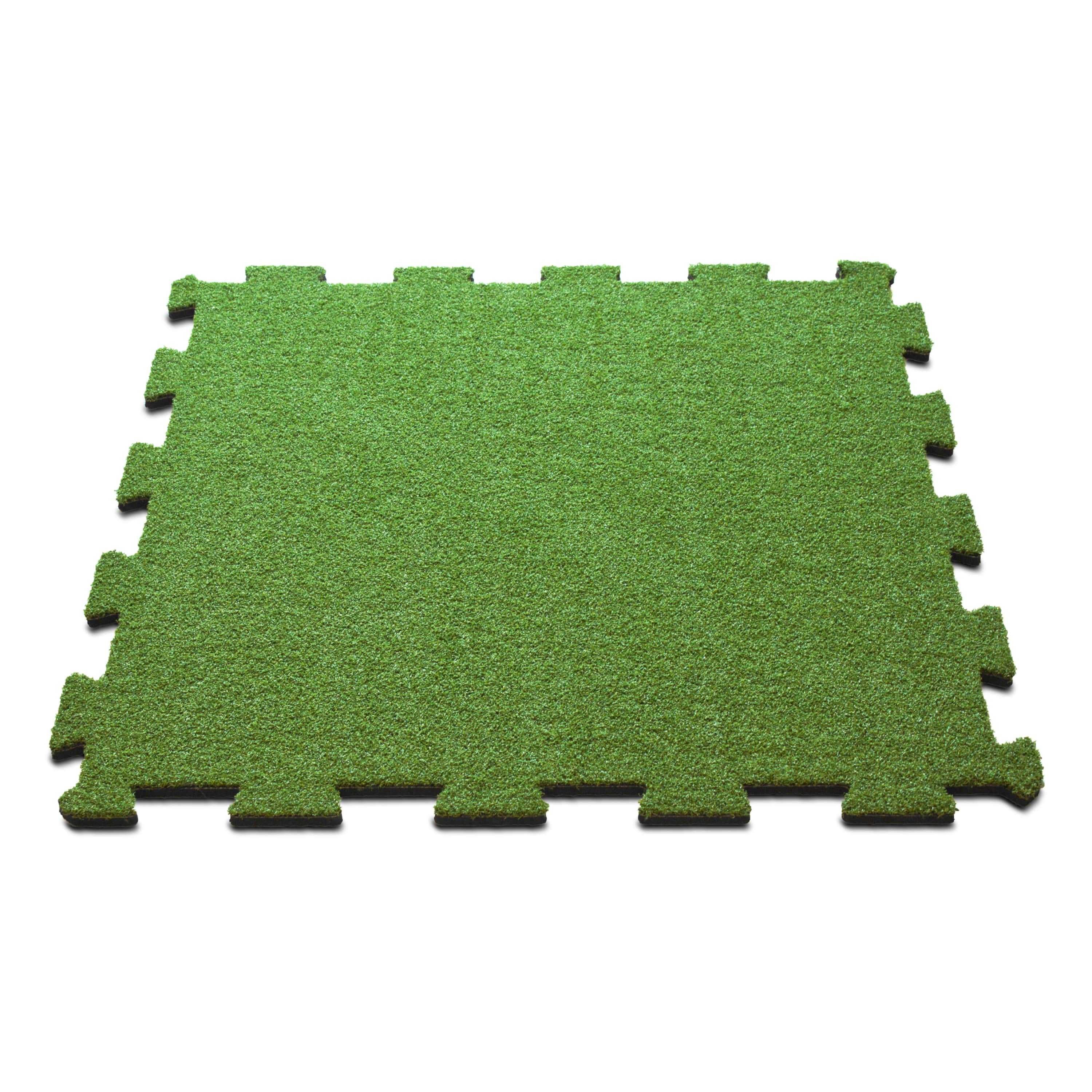 Sztuczna trawa na siłownie - podłoga gumowa + trawa puzzle/kwadrat