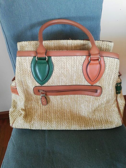 Mala tecido palhinha