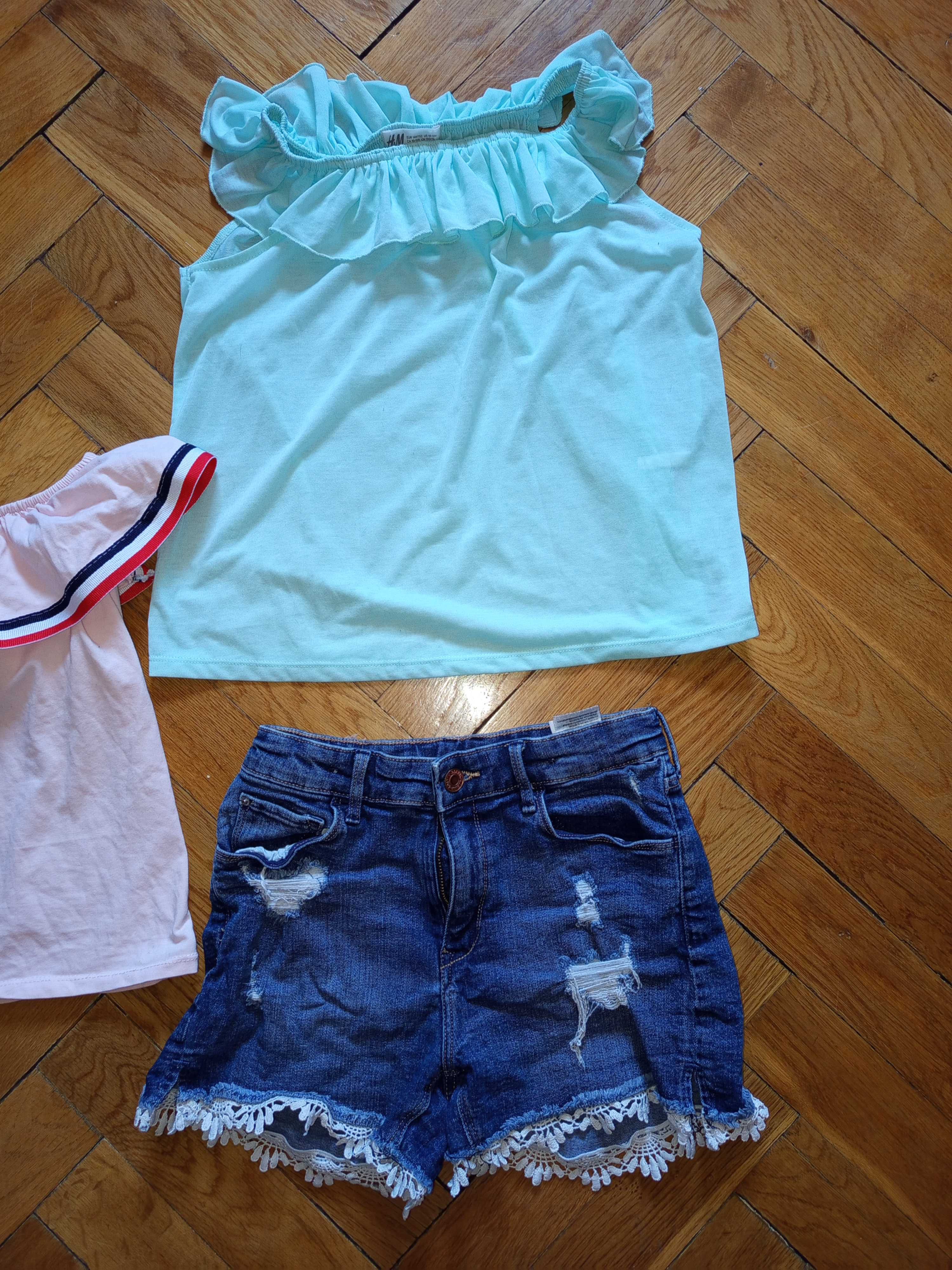 Spodenki H&M 152 bluzka niebieska H&M