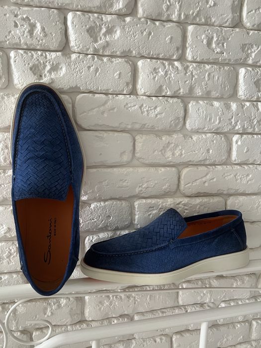 Santoni  замшевые лоферы р. 8,5