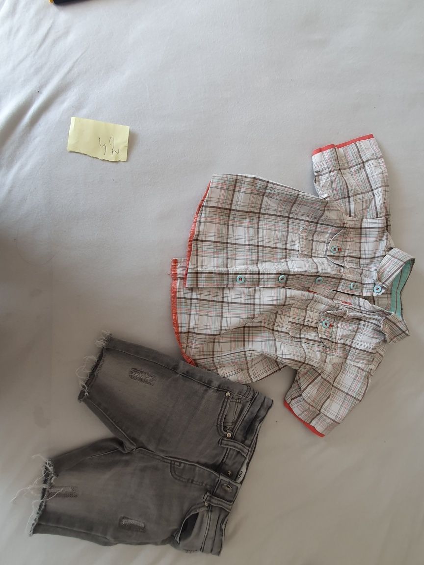 Elegancki komplet spodnie rurki denim i koszula Marks and Spencer 2-3l