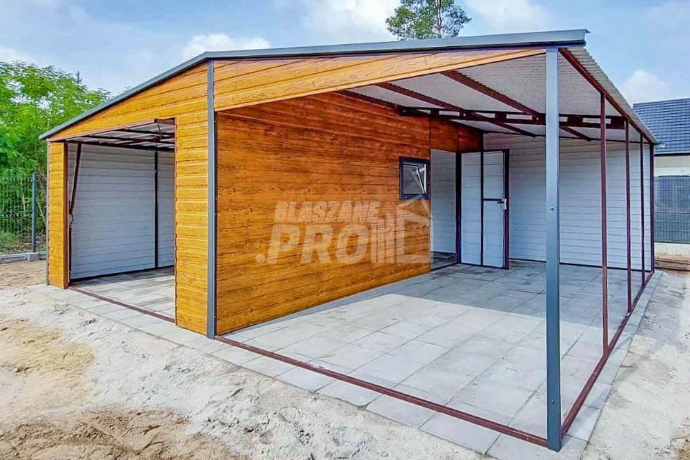 Garaż Blaszany 4x6m Wiata 4x6m Brama Uchylna Okno  Dwuspadowy GP431