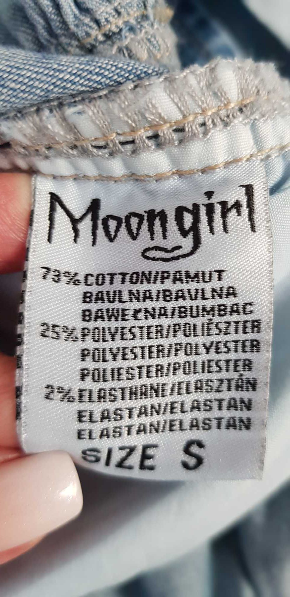 Moongirl nowa jeansowa sukienka midi bufki odcięta pod biustem r.s