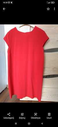 Klasyczna prosta czerwona sukienka r 44