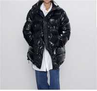 Об'ємний пуффер пальто лаковане Zara