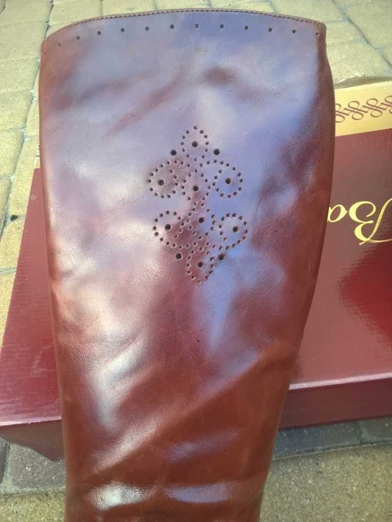NOWE Buty-Kozaki OFICERKI Damskie37 Natural skóra100% BRĄZ I-Klasa Gw6