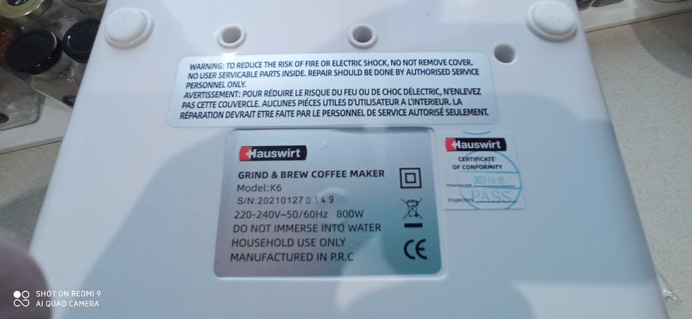 Młynek do mielenia kawy hauswirth k6 + zaparzacz + ekspres