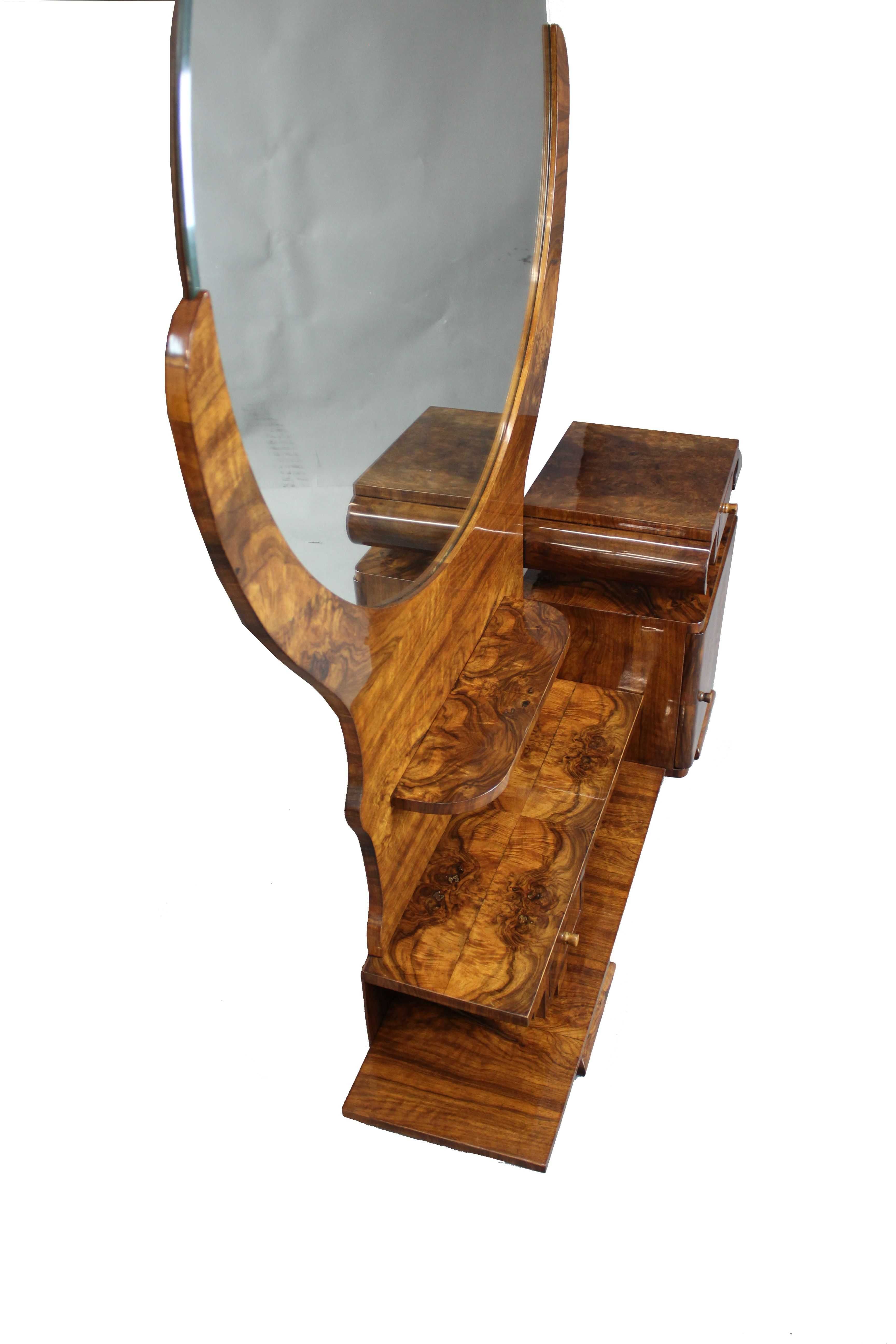 Unikatowa toaletka Art - Deco w orzechu po renowacji / lustro / antyki