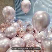 40 różiwych balonów + 20 z konfetti