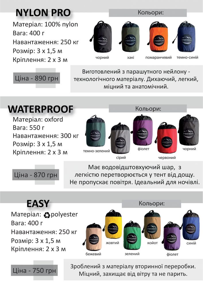 Туристичний гамак тент витримує 300 кг Made in UA Водонепроникний