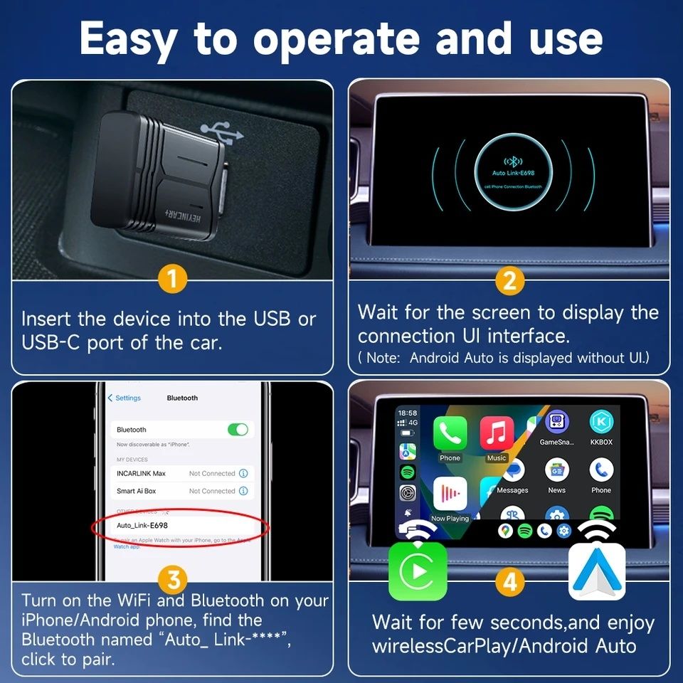 Android auto, Apple carplay Box Pen Wireless