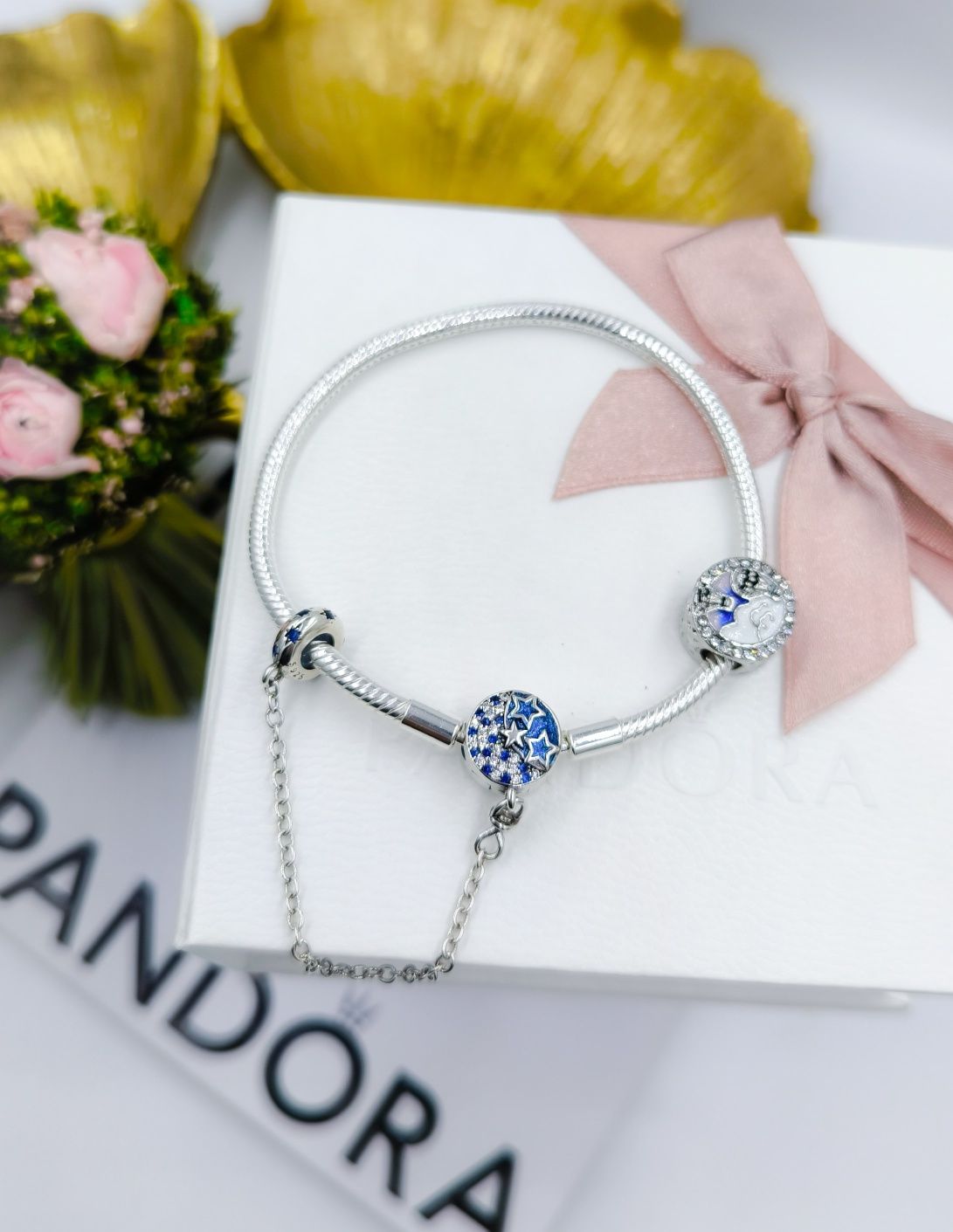 Bransoletka Pandora Charms  łańcuszek stoper s925