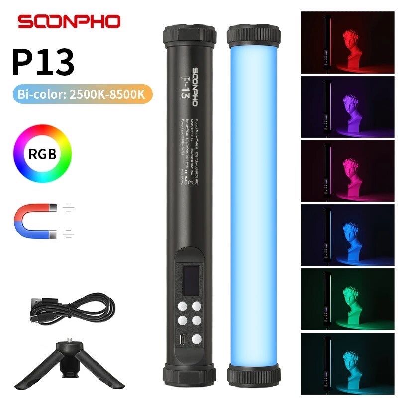 Soonpho P13 лампа Led  RGB 360°, відеосвітло, накамерне світло