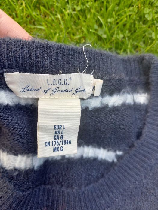 H&M. Granatowy sweter w białe kropki. Roz L