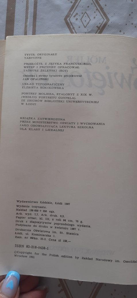 Molier"Świętoszek"wydanie z 1987