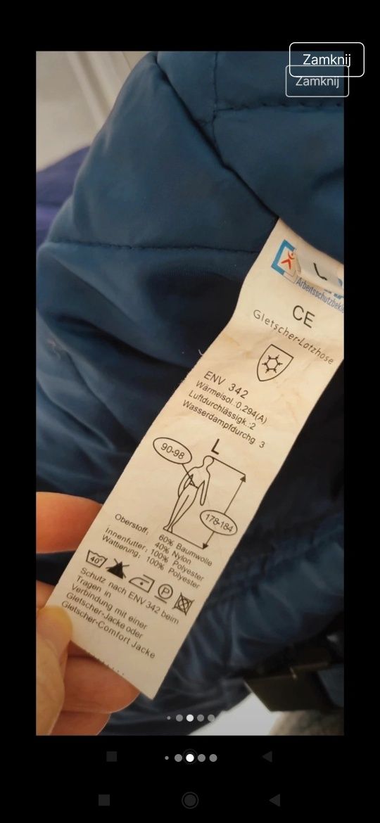 Sg Grube ocieplane spodnie zimowe męskie L  , XL ogrodniczki L , XL