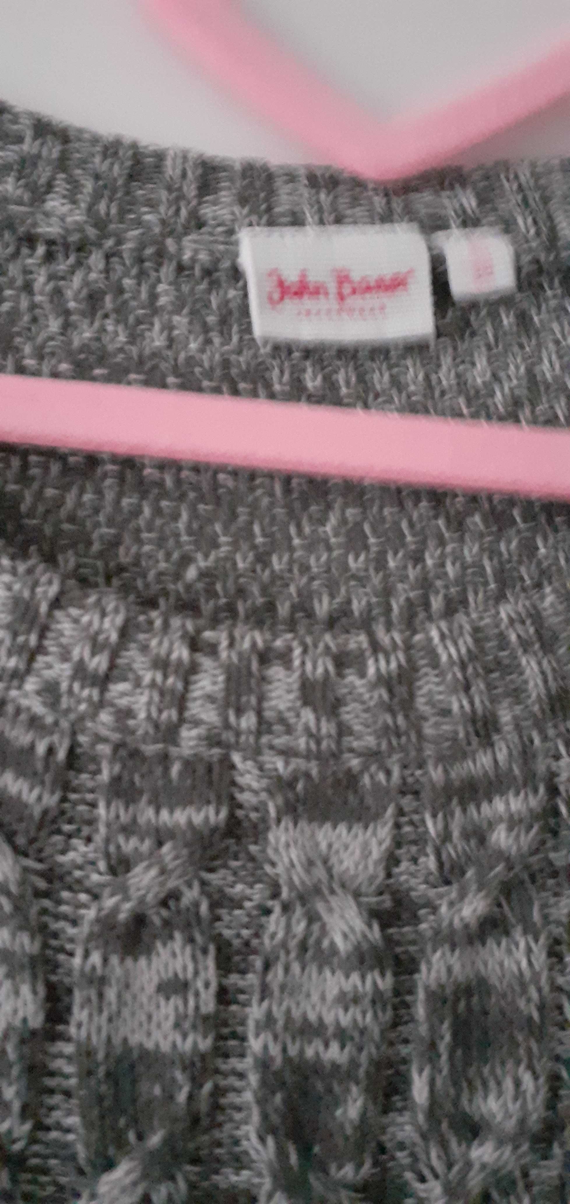 Szary sweter damski roz 38 firmy John Baner