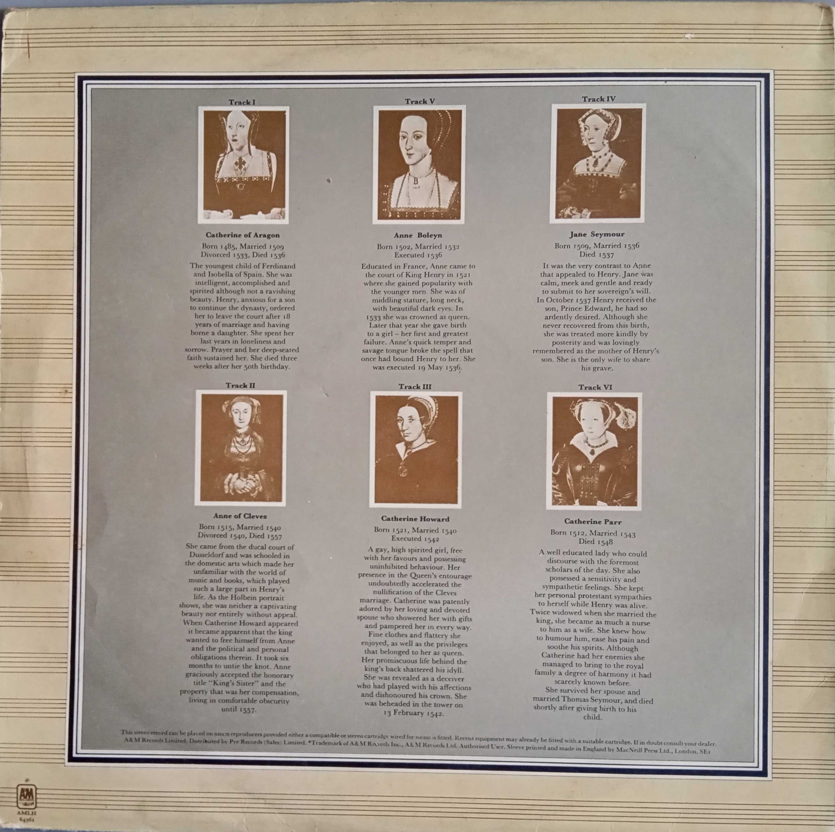 Rick Wakeman	- - - - -	The Six Wives Of Henry VIII	- - - - -	LP