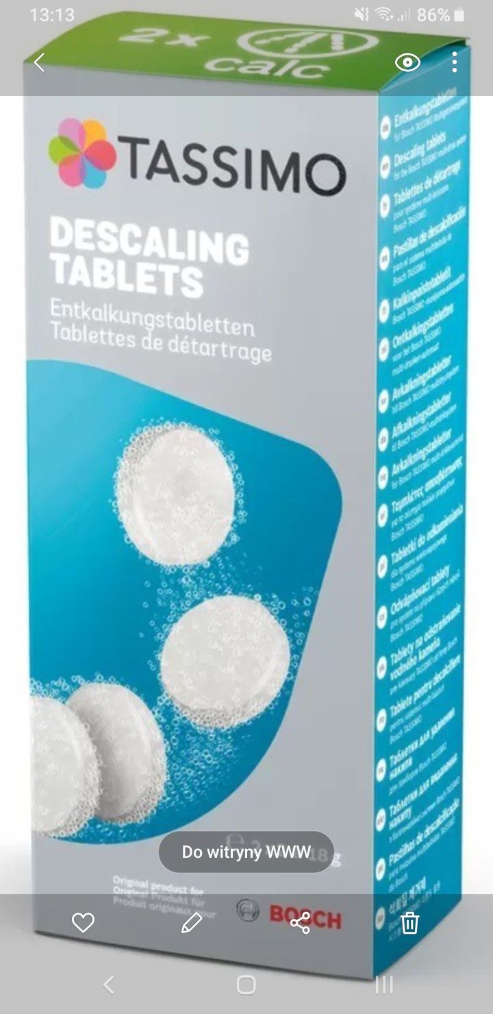 Express kapsułkowy Bosch + 8 opakowań tabletek do czyszc