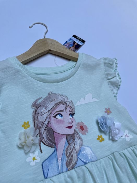 116 122 George Elsa Disney Frozen bawełniana sukienka princess miętowa