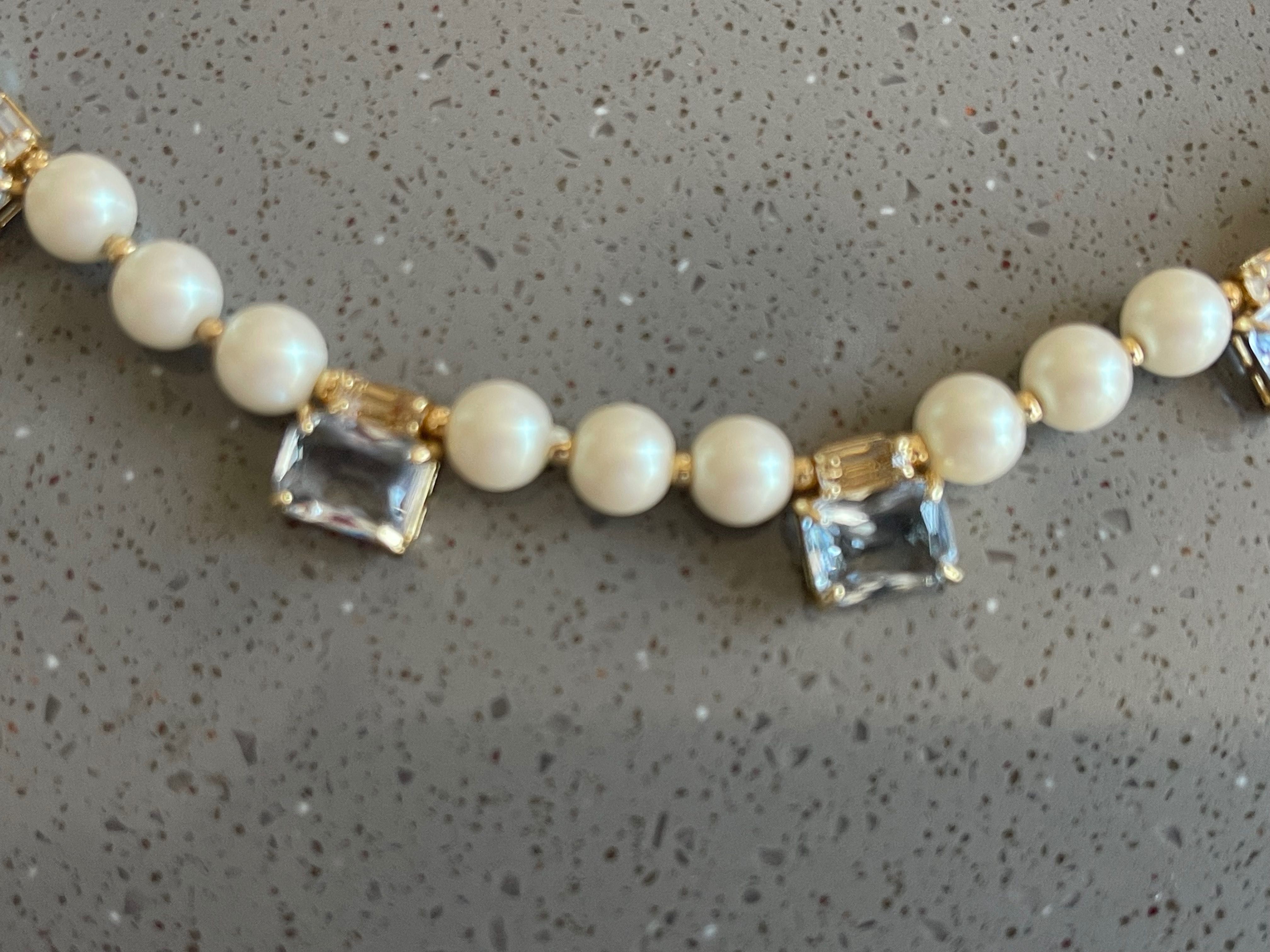 Ralph Lauren color stone & pearl 17" necklace Rолье жемчуг со стразами