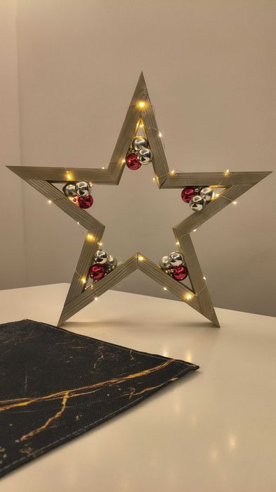 Gwiazda drewniana, ozdoba świąteczna